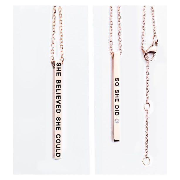 Necklace with Pendant -She Believed She Could / So She Did - Kotikauppa