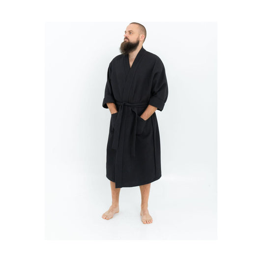 Long Waffle Fabric Robe for Men