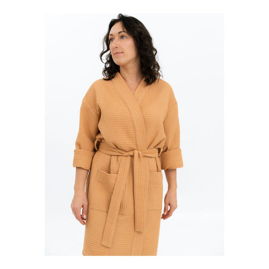 Long Waffle Fabric Robe for Women