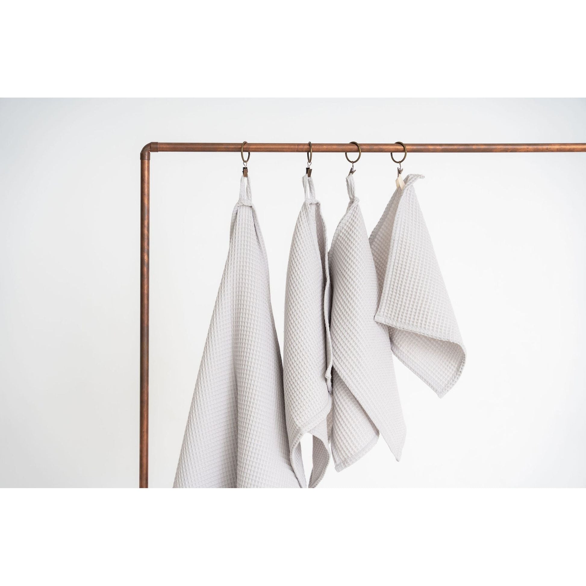 Organic Waffle Cotton Towel - Light Gray