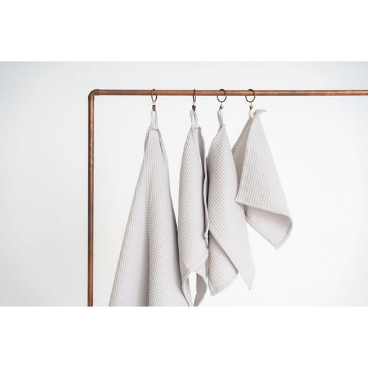 Organic Waffle Cotton Towel - Light Gray