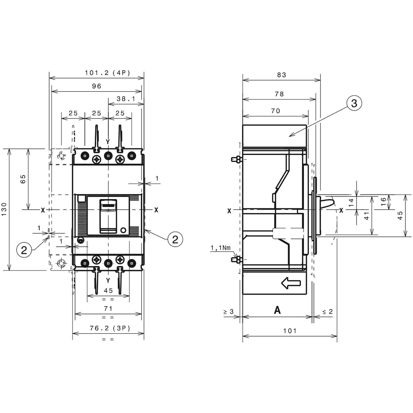 KOMPAKTIKATKAISIJA ABB XT1B 160 TMD 16-450 3P F F