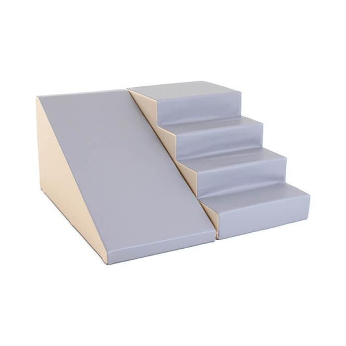 Pehmeä leikkiaskel ja liukumäki - beige ja harmaa