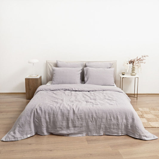 Pellava pussilakanasetti - Light Grey (yhden hengen) - Linen Tales