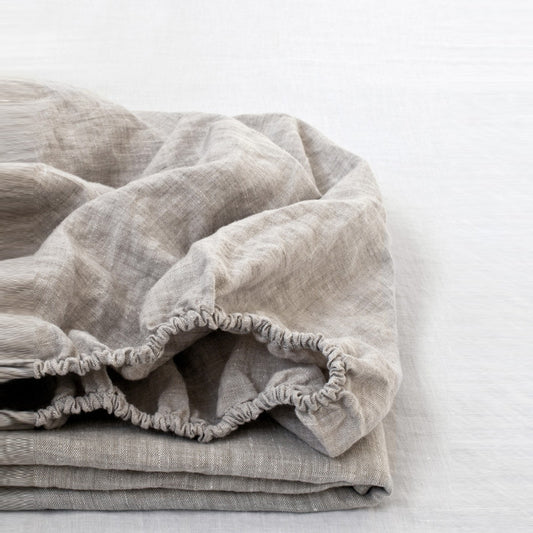 Pellavainen muotoonommeltu aluslakana Melange (Yhden hengen) - Linen Tales
