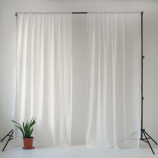 Pellavaverho (tankoon sidottavat) - Valkoinen - 2 kpl Setti - Linen Tales