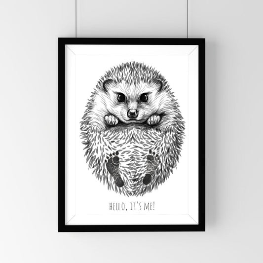 Personalized Baby Hedgehog Footprint Kit, A3 - Black frame - Kotikauppa