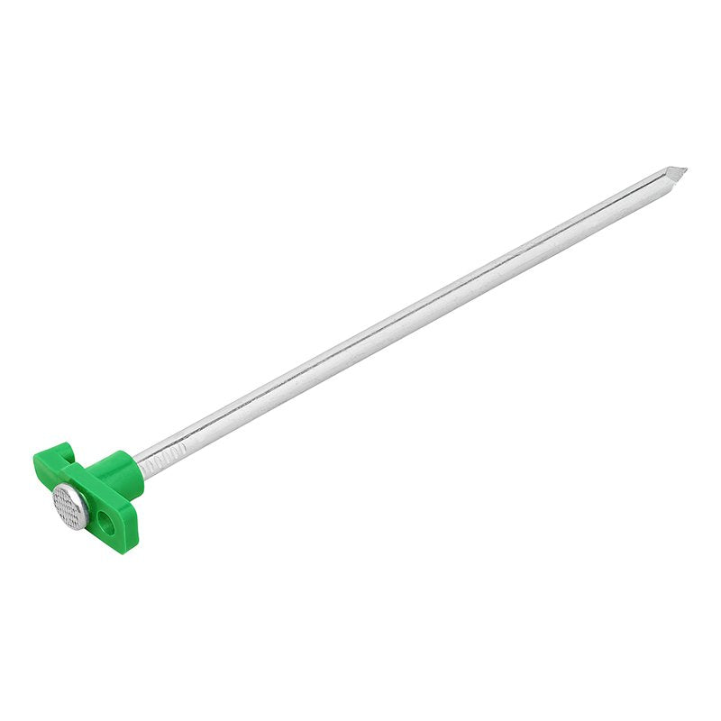 Pimeässä hohtava metallinen telttakiila 25 cm muovikoukulla 6 kpl sisään polyeteenipussissa - Kotikauppa