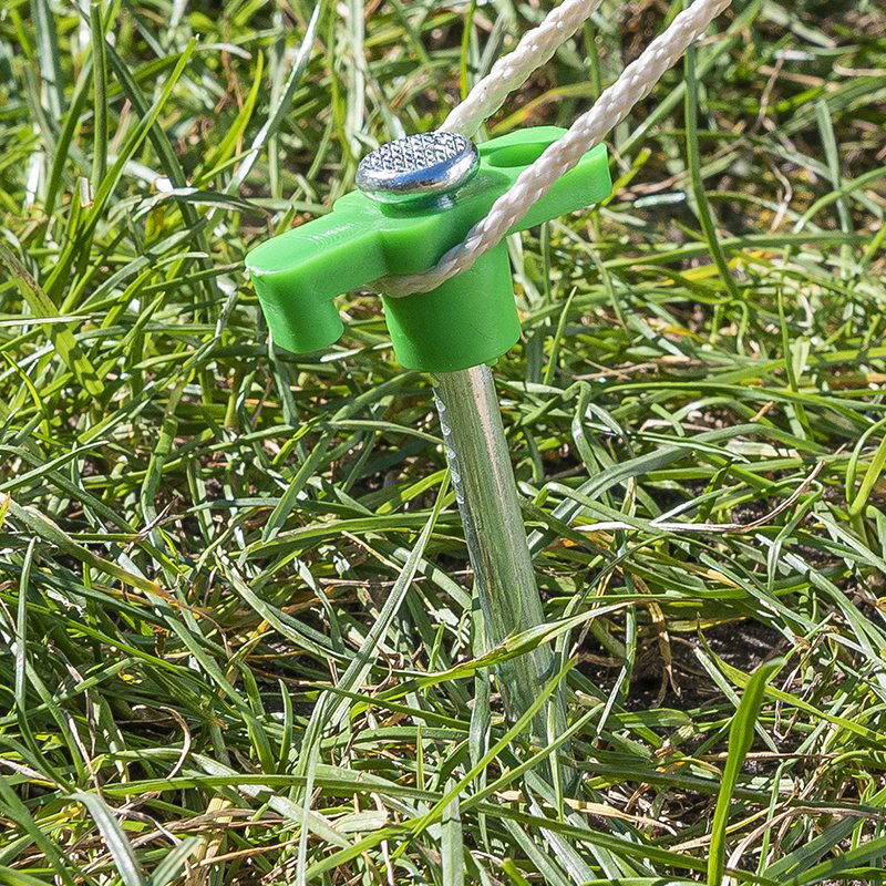 Pimeässä hohtava metallinen telttakiila 25 cm muovikoukulla 6 kpl sisään polyeteenipussissa - Kotikauppa