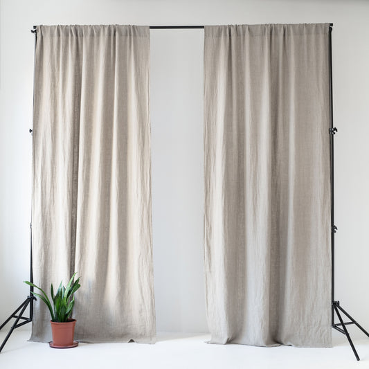 Pimentävä pellavaverho (tankoon) - Luonnonvärinen - 2 kpl Setti - Linen Tales