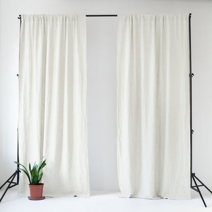 Pimentävä pellavaverho (tankoon) - Luonnonvalkoinen- 2 kpl Setti - Linen Tales