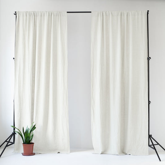Pimentävä pellavaverho (tankoon) - Luonnonvalkoinen- 2 kpl Setti - Linen Tales