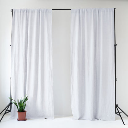 Pimentävä pellavaverho (tankoon) - Valkoinen - 2 kpl Setti - Linen Tales
