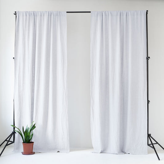 Pimentävä pellavaverho (tankoon) - Valkoinen - 2 kpl Setti - Linen Tales