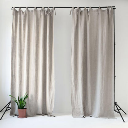 Pimentävä pellavaverho (tankoon sidottavat) - Luonnonvärinen - 2 kpl Setti - Linen Tales