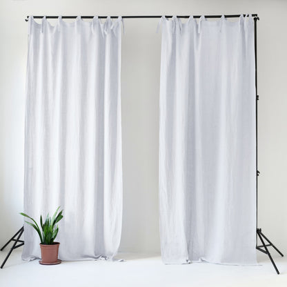 Pimentävä pellavaverho (tankoon sidottavat) - Valkoinen - 2 kpl Setti - Linen Tales