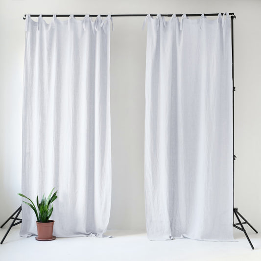 Pimentävä pellavaverho (tankoon sidottavat) - Valkoinen - 2 kpl Setti - Linen Tales