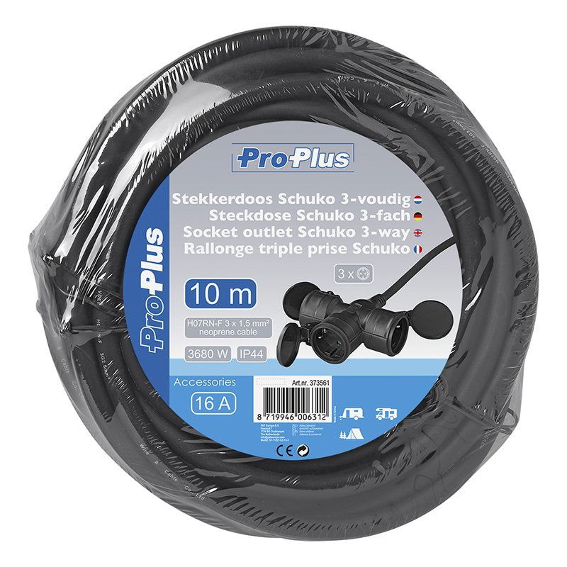 Pistorasian jatkojohto Schuko 3-osainen 10m 3x1,5mm² - Kotikauppa