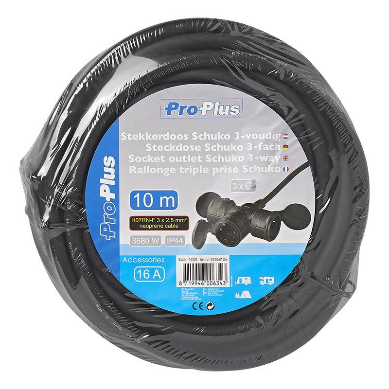 Pistorasian jatkojohto Schuko 3-osainen 10m 3x2,5mm² - Kotikauppa