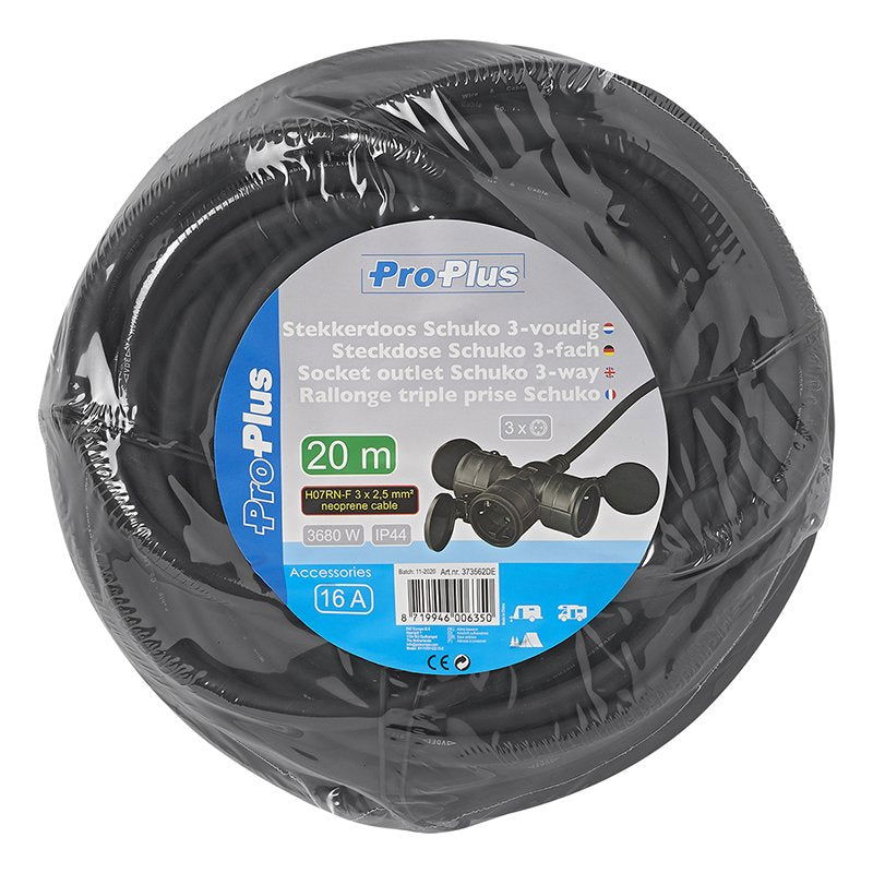 Pistorasian jatkojohto Schuko 3-osainen 20m 3x2,5mm² - Kotikauppa
