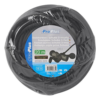 Pistorasian jatkojohto Schuko 3-osainen 20m 3x2,5mm² - Kotikauppa