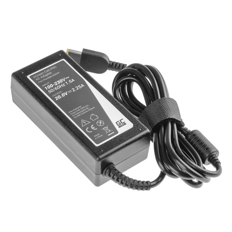 Power supply Green Cell PRO 20V 2.25A 45W for Lenovo G40-30 G50-30 V110-15IAP V130-15IGM Yoga 300-11IBR ThinkPad X240 T440 - Kotikauppa