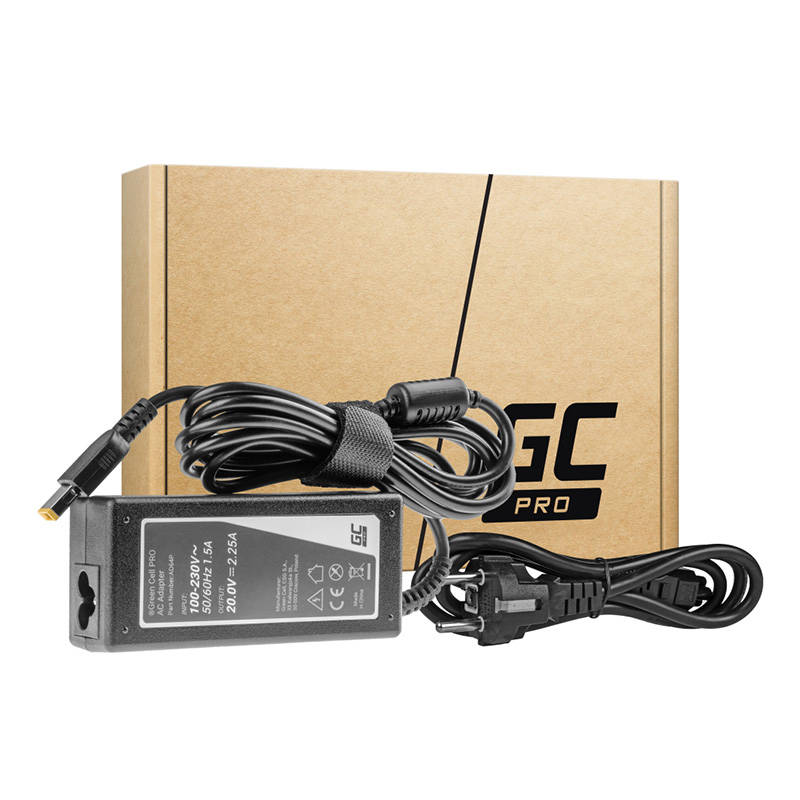 Power supply Green Cell PRO 20V 2.25A 45W for Lenovo G40-30 G50-30 V110-15IAP V130-15IGM Yoga 300-11IBR ThinkPad X240 T440 - Kotikauppa