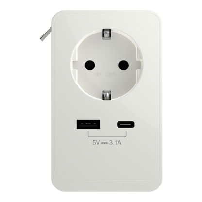 ASENNUSTARVIKE UNICA SYSTEM+ PÖYTÄYKS. S SCHUKO+USBA/C VALKOINEN