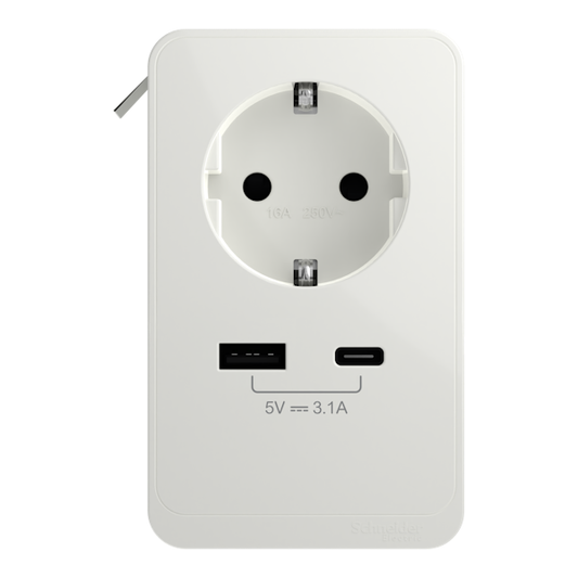 ASENNUSTARVIKE UNICA SYSTEM+ PÖYTÄYKS. S SCHUKO+USBA/C VALKOINEN