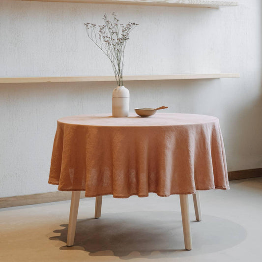 Pyöreä Pellavapöytäliina - Cafe Creme