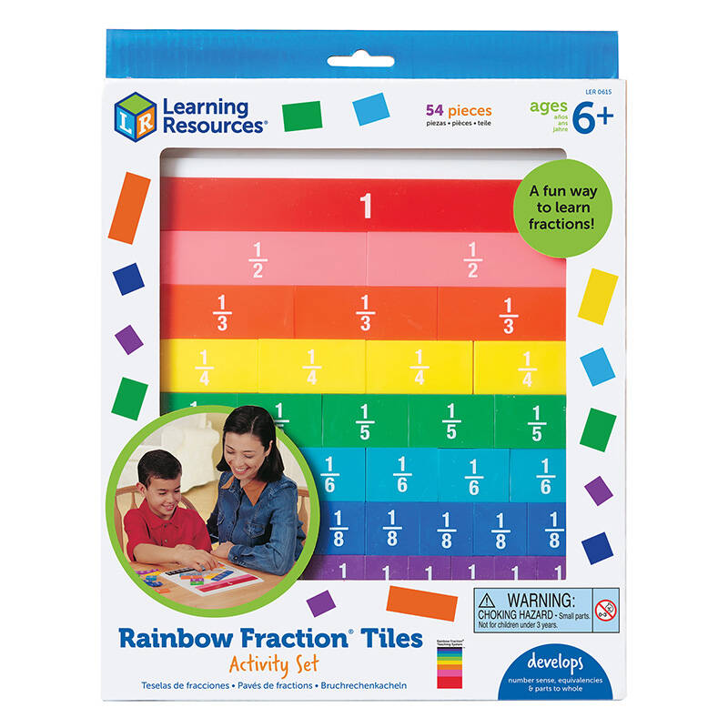 Rainbow Fraction Tiles With Tray Learning Resources LER 0615 - Kotikauppa