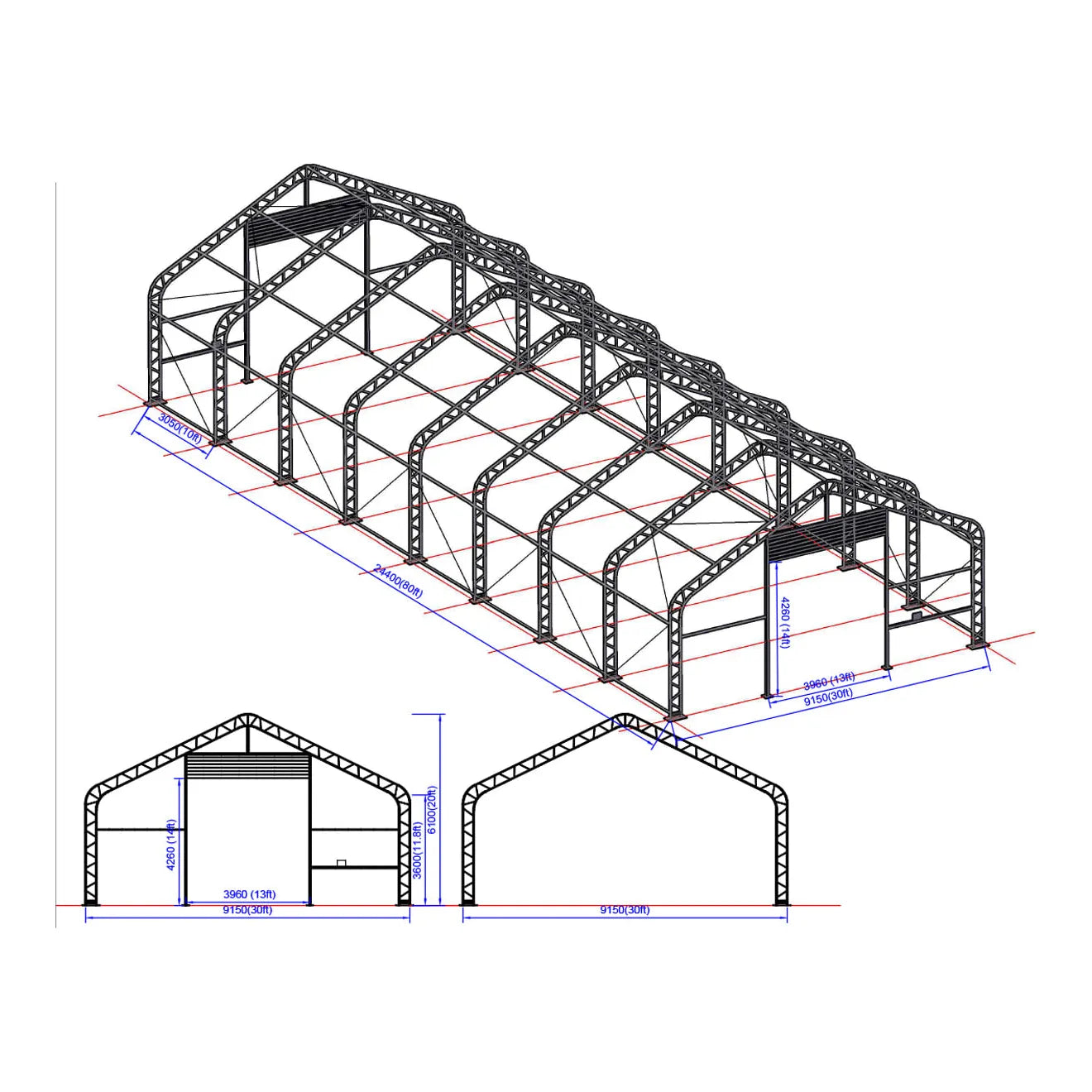 Ranch Premium 9,15 x 24,4 x 6,1 m 900g halli