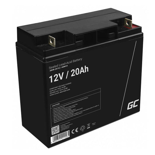 Rechargeable Battery AGM VRLA Green Cell AGM10 12V 20Ah (for lawn mower, boat, motor, cart) - Kotikauppa