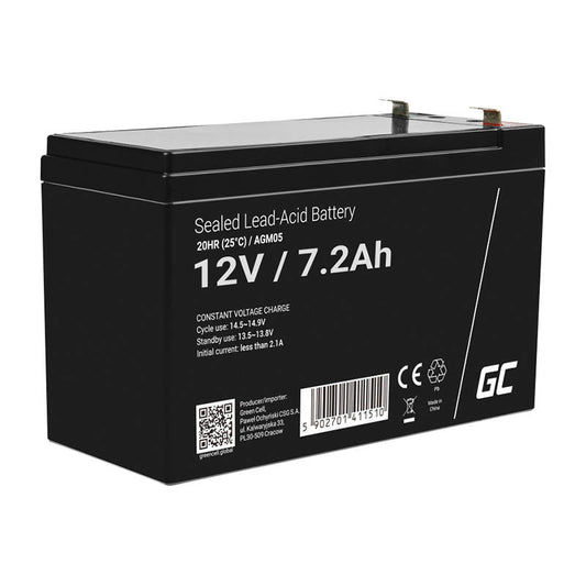 Rechargeable battery AGM 12V 7.2Ah Maintenancefree for UPS ALARM - Kotikauppa