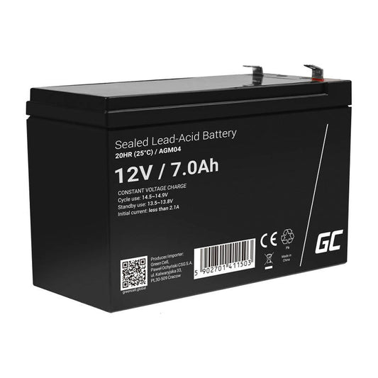 Rechargeable battery AGM 12V 7Ah Maintenancefree for UPS ALARM - Kotikauppa