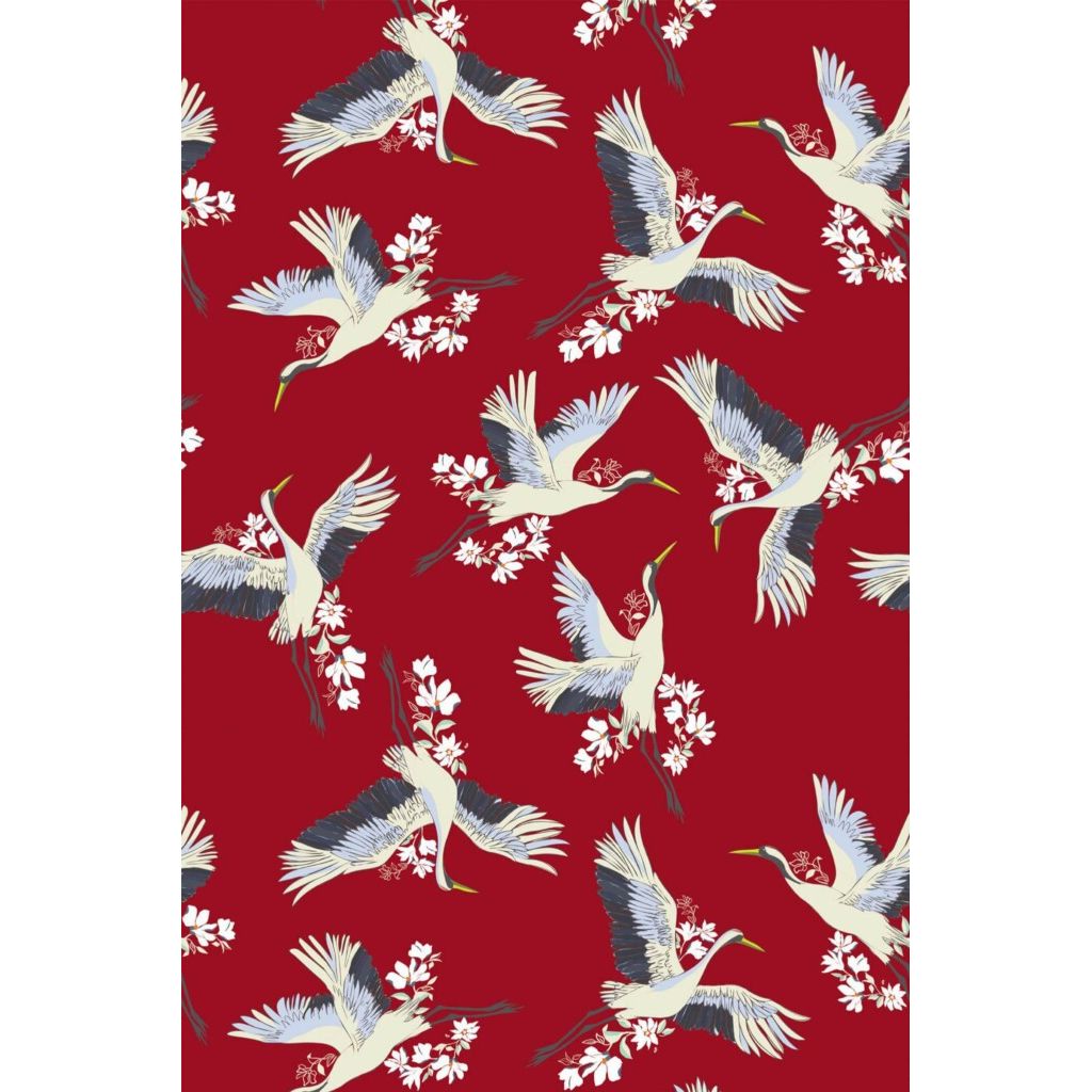 Red Floral Cranes (itseliimautuva) - Kotikauppa