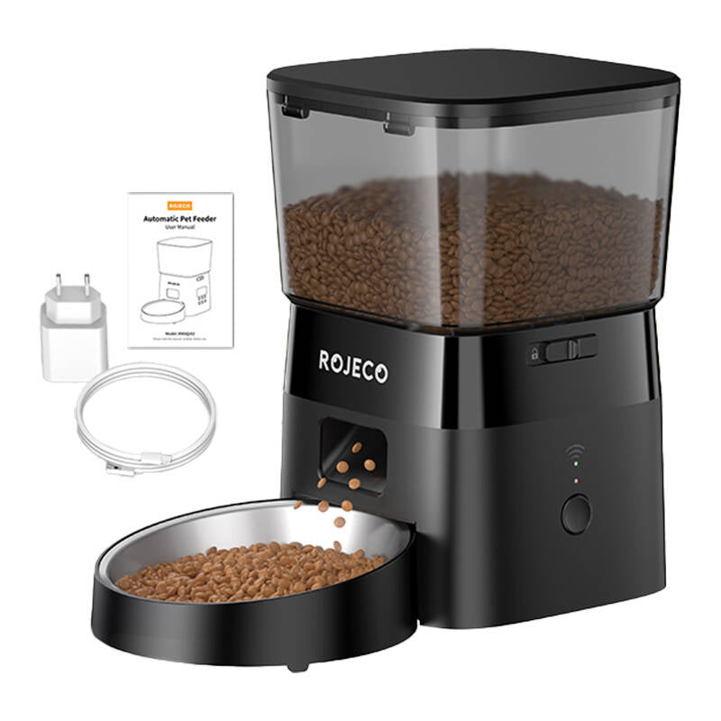 Rojeco 2L Automatic Pet Feeder WiFi Version (Black) - Kotikauppa