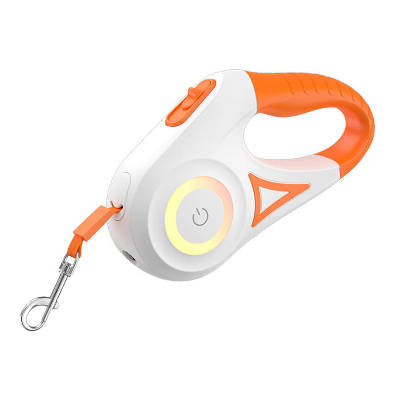 Rojeco Dog Automatic Leash LED 5 m (white and orange) - Kotikauppa