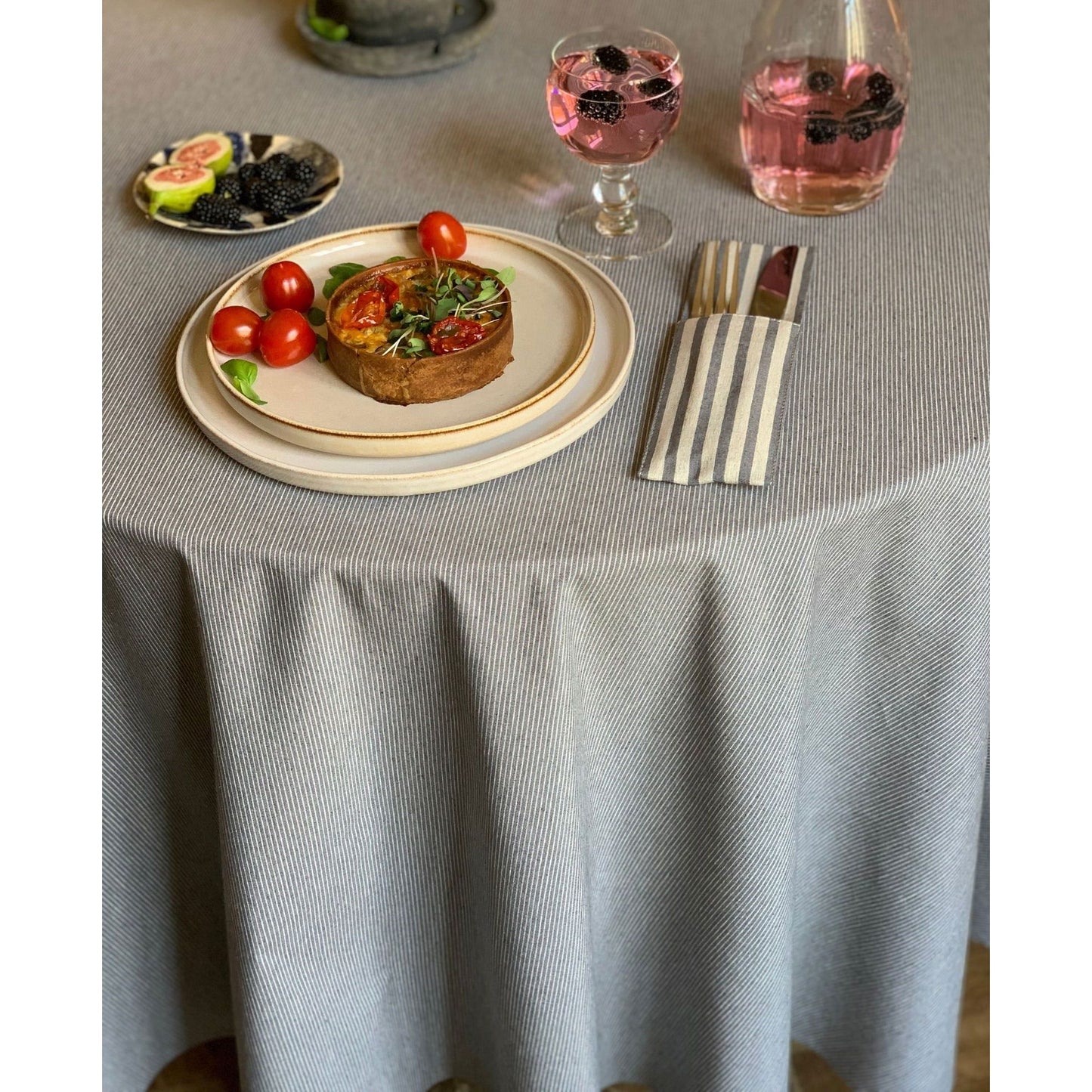 Round Tablecloth, Recycled Fabric - Nord 2 - Kotikauppa