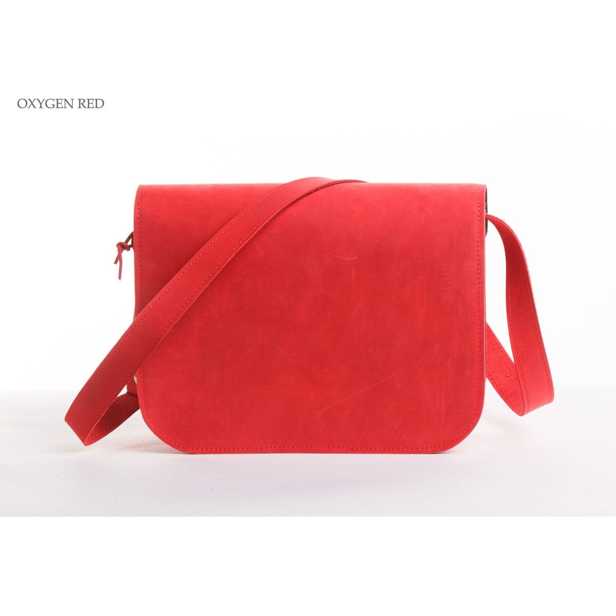 Natural Leather Saddle Bag Large – Red