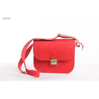 Natural Leather Saddle Bag Large – Red