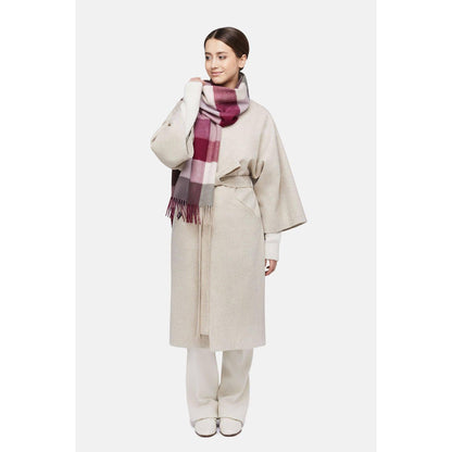 Natural Baby Alpaca Wool Midi Exclusive Check Scarf for Women