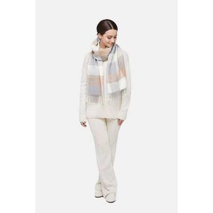 Natural Baby Alpaca Wool Midi Exclusive Check Scarf for Women