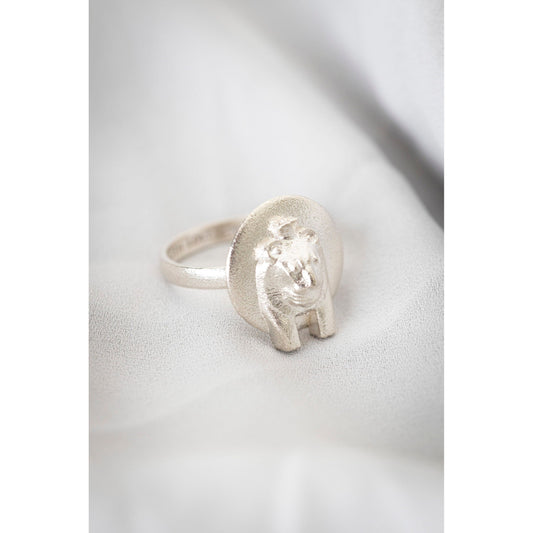 Sekhmet Fire Necklace Ring - Silver