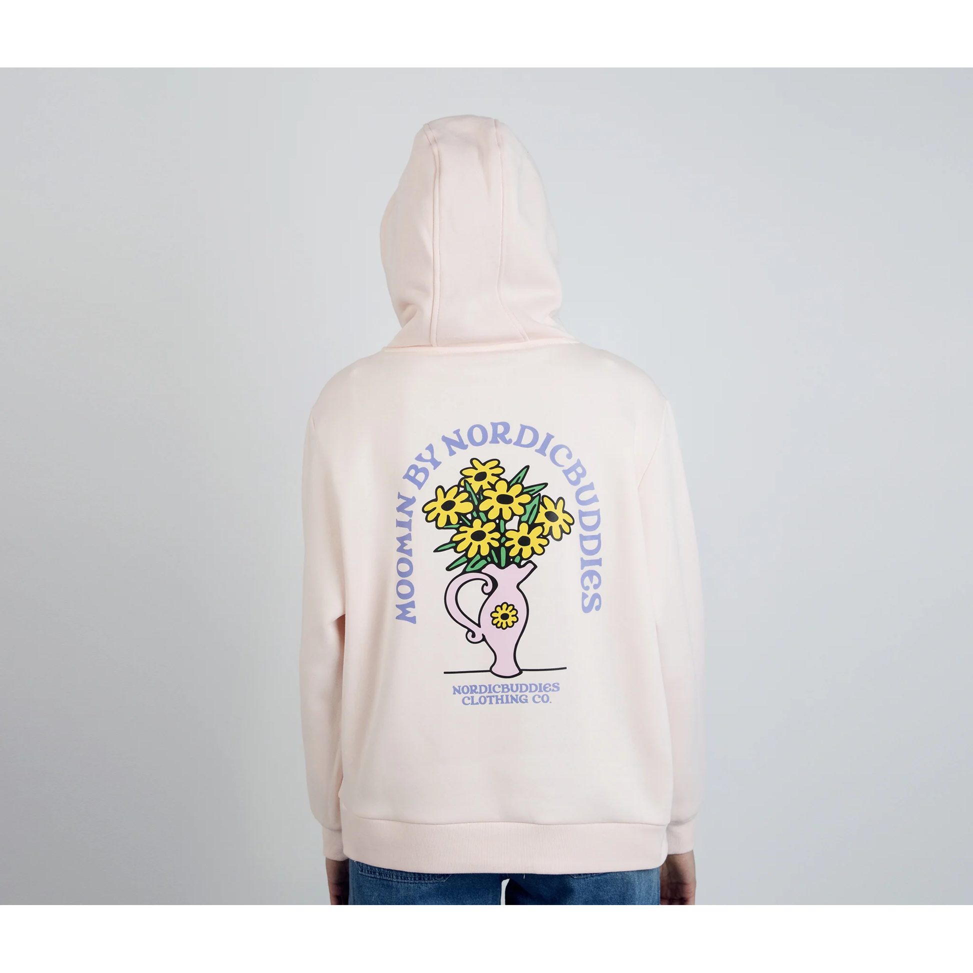 Sniff Flower Bouquet Hoodie Ladies - Light Pink