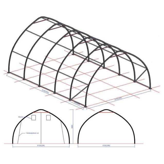 Ranch 9,15 x 6,1 x 3,66 m 900g kalustohalli