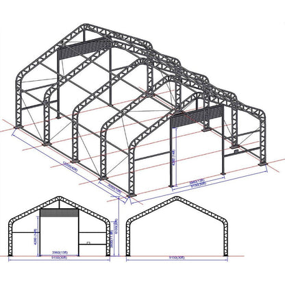 Ranch Premium 9,15 x 12,2 x 6,1 m 900g kalustohalli