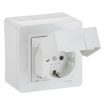 Schneider Electric Exxact vikavirtapistorasia 1-osainen 16 A / 30 mA / IP44 – valkoinen-3227006