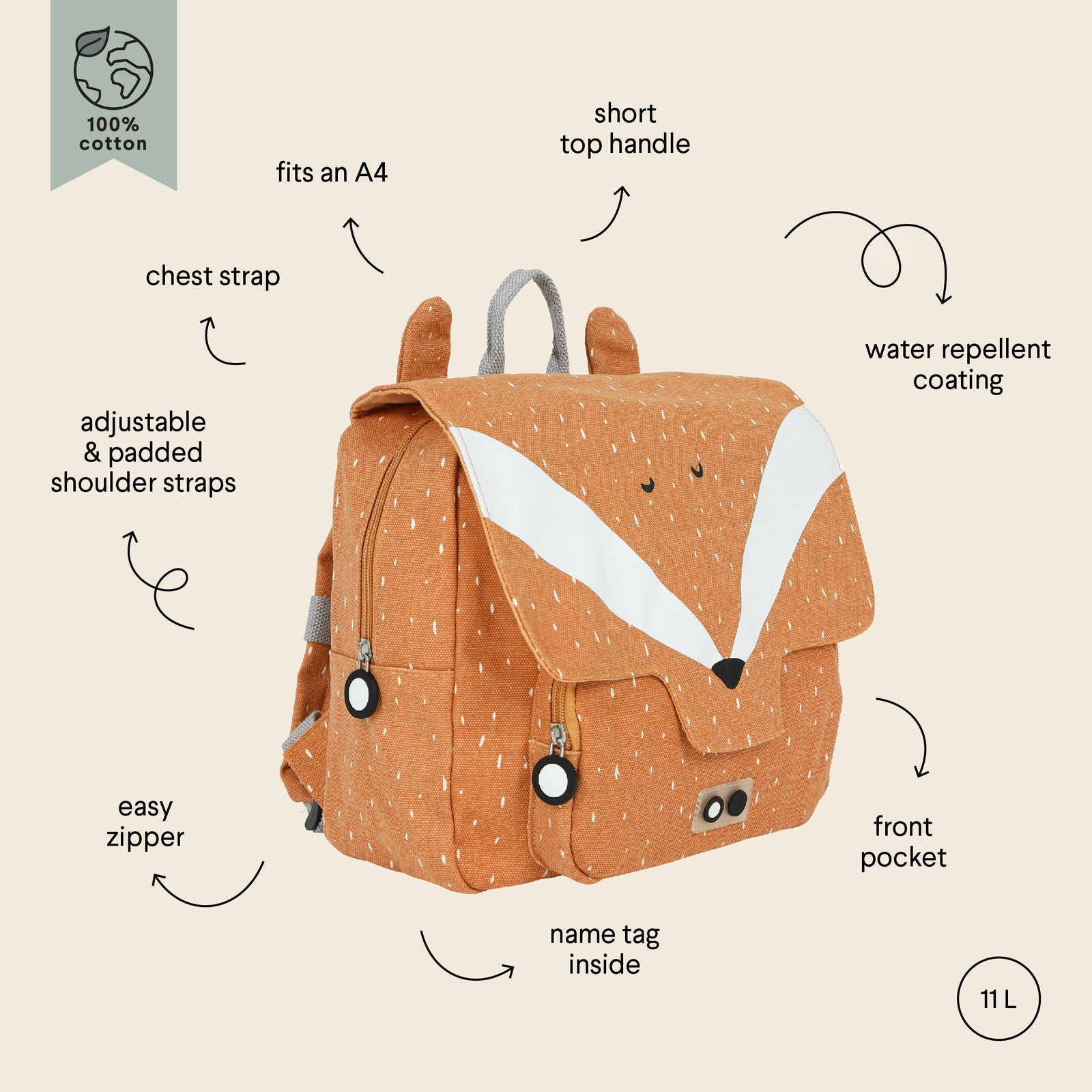 School Bag - Mr Fox - Kotikauppa