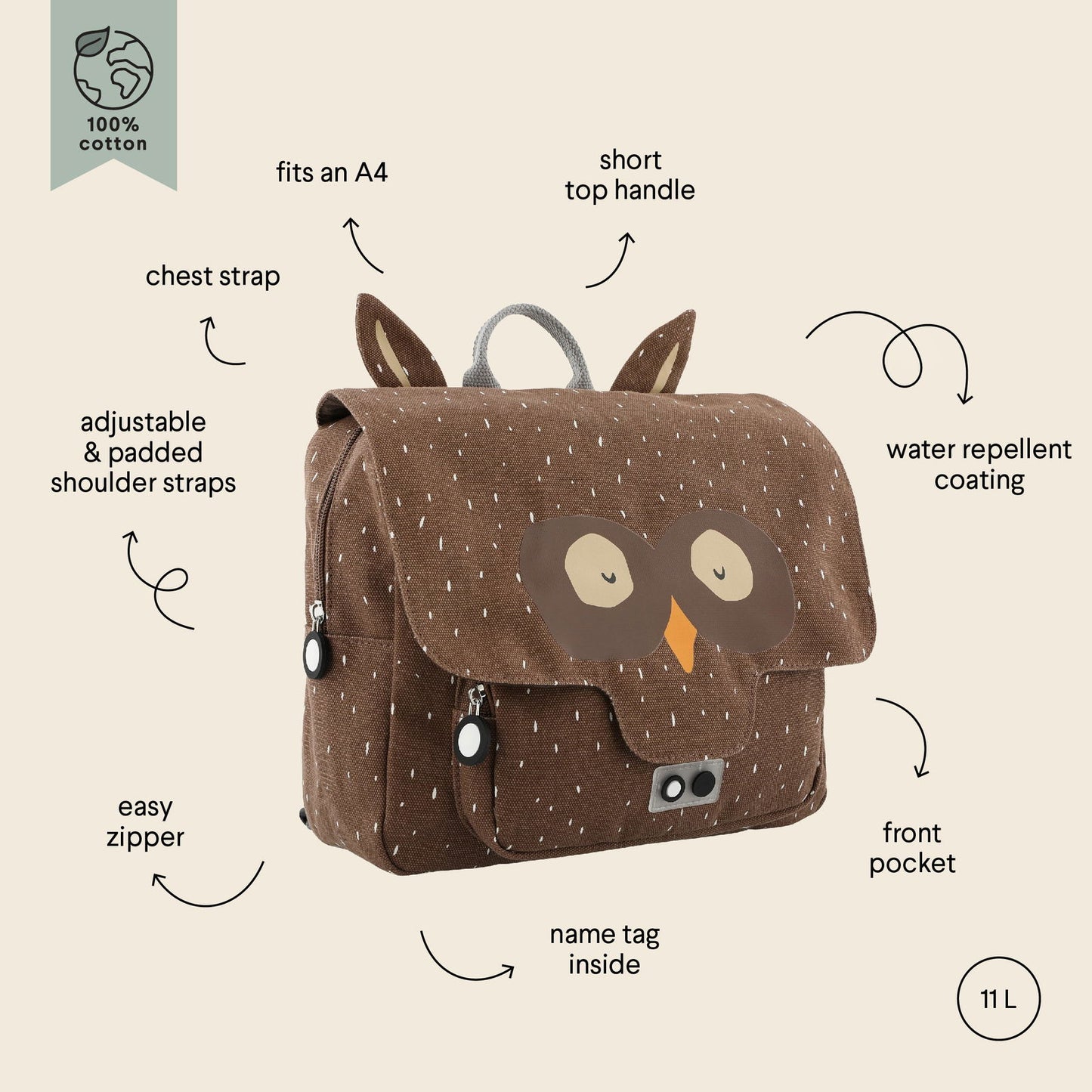 School Bag - Mr Owl - Kotikauppa